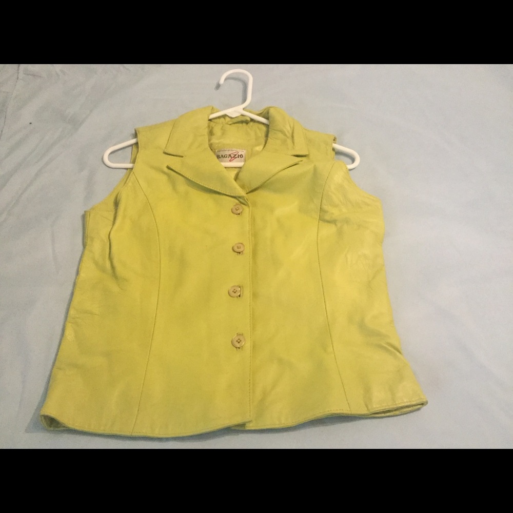 Women’s Green Leather Vest